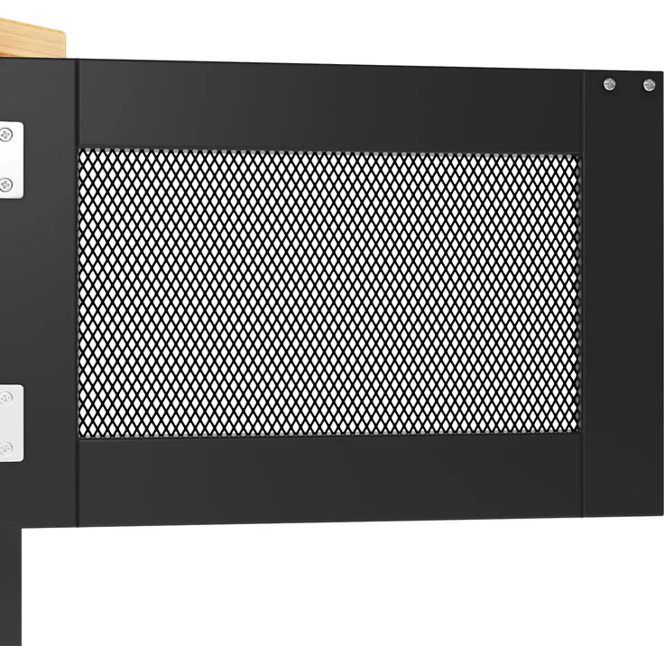 Ess- und Servierwagen 140×70 cm Schwarz, ausziehbar, klappbare Seitenwände, 360° Drehfunktion, Metallgriffe, geräumige Schublade, 93.5cmx140cmx40-70cm – Bild 9