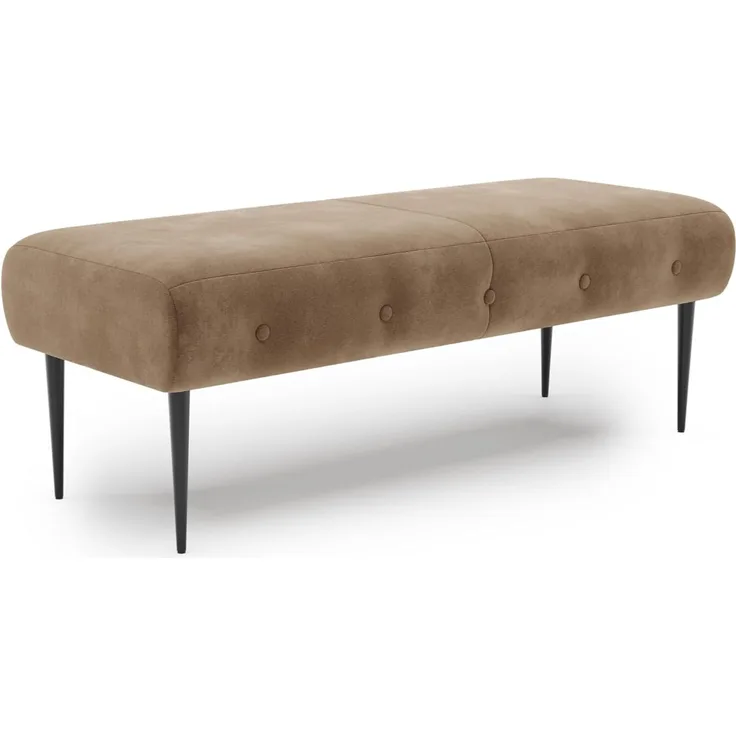 CAVADORE Sitzbank Amba, Trendige Polsterbank 2-sitzig für Küche, Esszimmer oder Wohnküche / Küchenbank passend zum 2-Sitzer Amba / 119 x 52 x 54 / Hochwertiges Mikrofaser: Hellbraun