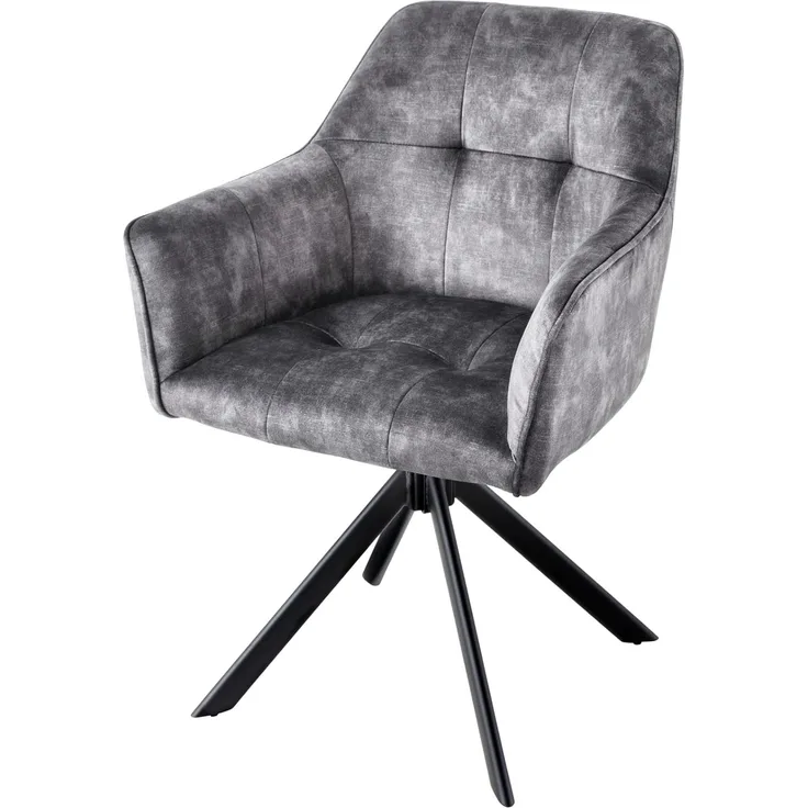 riess-ambiente Esszimmerstuhl LOFT dunkelgrau / schwarz (Einzelartikel, 1 St), Küche · Samt · Metall · 180° drehbar · Industrial