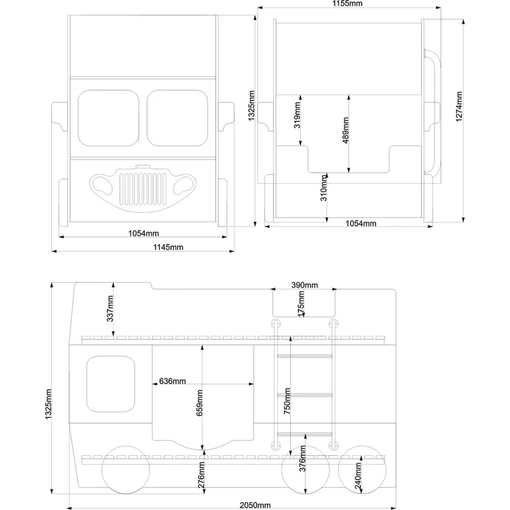 Hochbett Etagenbett Happy Bus mit Matratze & LED Rot – Bild 10