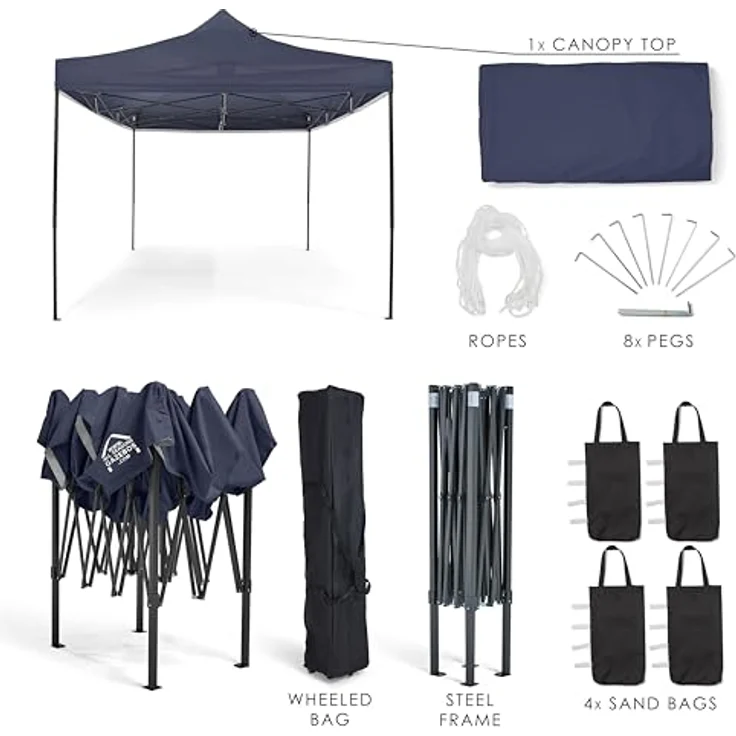 All Seasons Gazebos 3x4. 5m vollständig wasserdichtes Faltpavillon - Marineblau – Bild 5