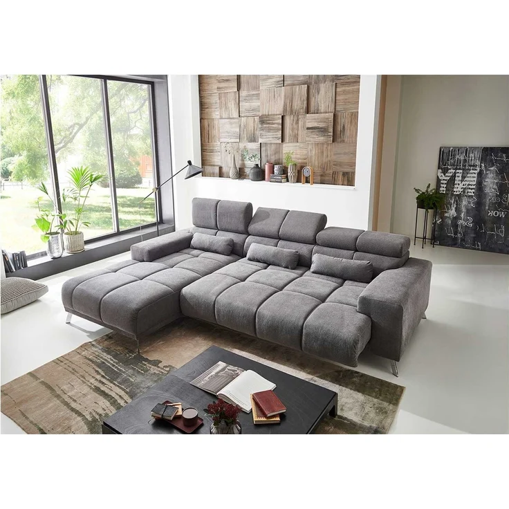 Komfort-Wohnlandschaft Salzburg / Speed, Stoff, Grau, 285 x 79 x 120 cm – Bild 3