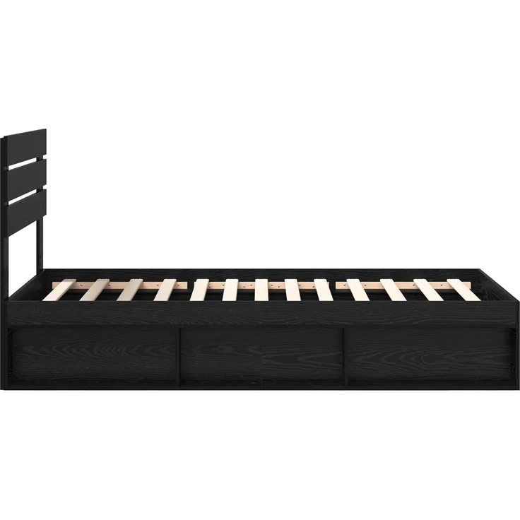 vidaXL Bettrahmen Schwarz 75 x 190 cm Massives Kiefernholz 3411472 – Bild 7