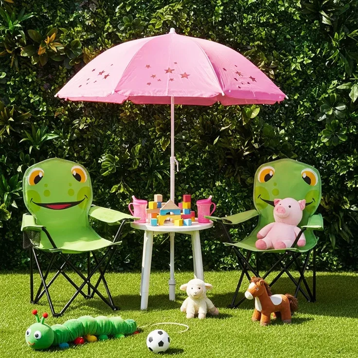 Sunula 2er Set Campingstuhl Kinder Klappstuhl Gartenstuhl Camping Kinder-Anglersessel Frosch – Bild 1