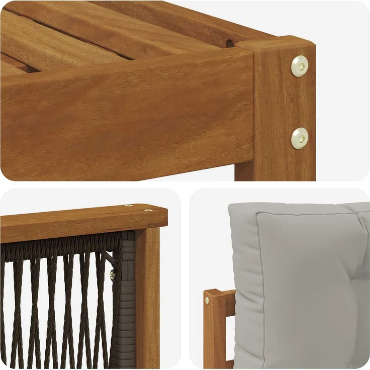 vidaXL Outdoor-Sofagarnitur 6 stk. 6-Sitzer Natur und Hellgrau 3382784 – Bild 5
