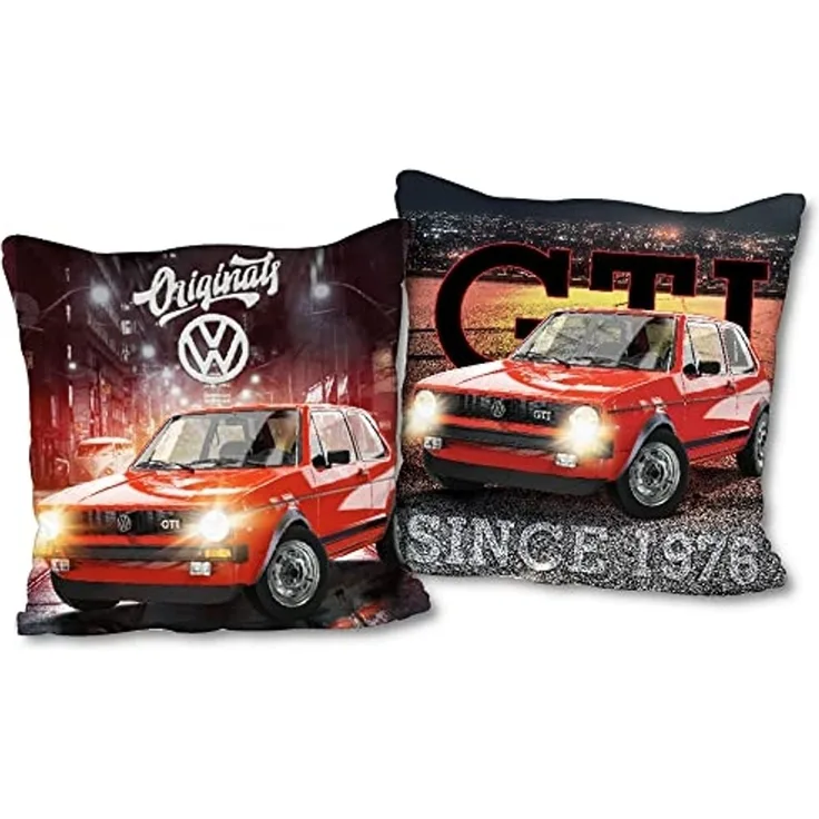BERONAGE Dekokissen VW Volkswagen Golf GTI 40 x 40 cm Kissen passend zur Bettwäsche 088