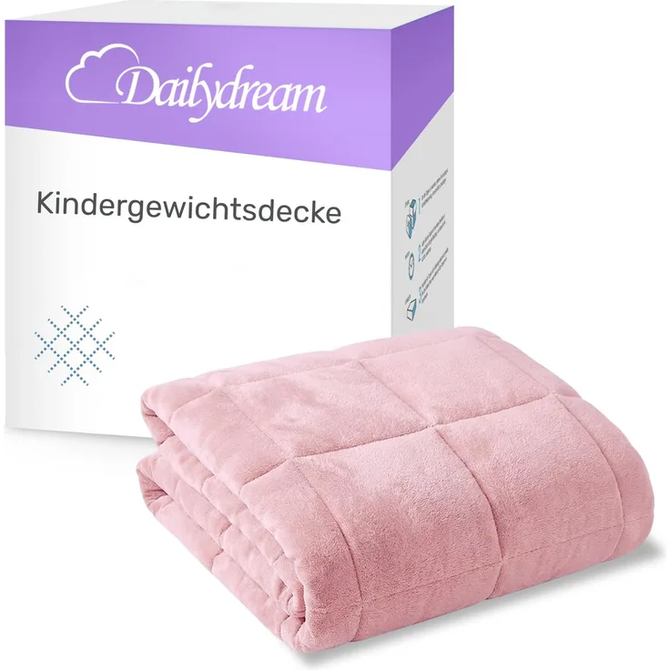 Dailydream Kinder Gewichtsdecke aus 100% Baumwolle, 3,2Kg, 135x200cm, kuschelig rosa