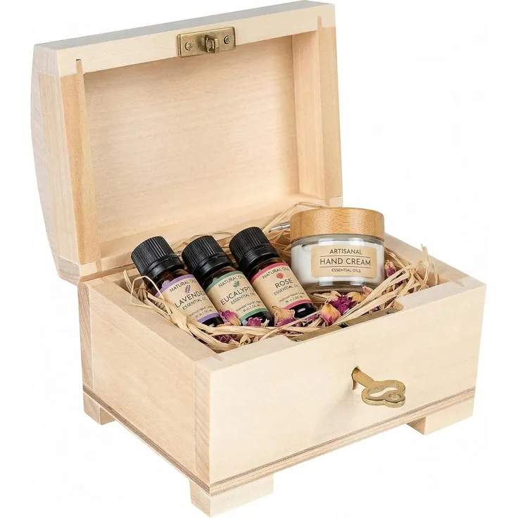 Creative Deco Holzkiste Schatztruhe mit Deckel, Schloss und Schlüssel, Abschließbare Holzbox für Gegenständen, Aufbewahrung und Dekoration
