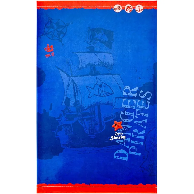 Kinderteppich- Der Pirat "Captin Sharky" und seine Freunde in Uni Blau, Kinderzimmer 160 x 100 cm