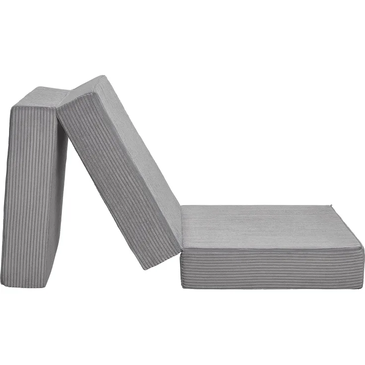 Badenia Trendline Faltbare Kord Gästematratze XXL, Komforthöhe von 15cm, 196 x 65 x 15,5 cm Liegefläche, Öko-Tex Zertifiziert, steingrau, produziert nach deutschem Qualitätsstandard
