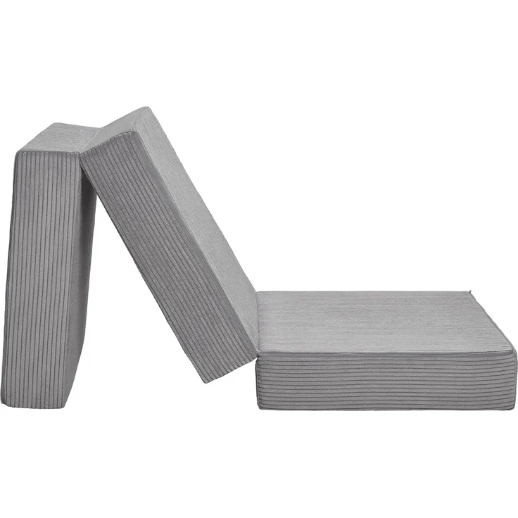 Badenia Trendline Faltbare Kord Gästematratze XXL, Komforthöhe von 15cm, 196 x 65 x 15,5 cm Liegefläche, Öko-Tex Zertifiziert, steingrau, produziert nach deutschem Qualitätsstandard