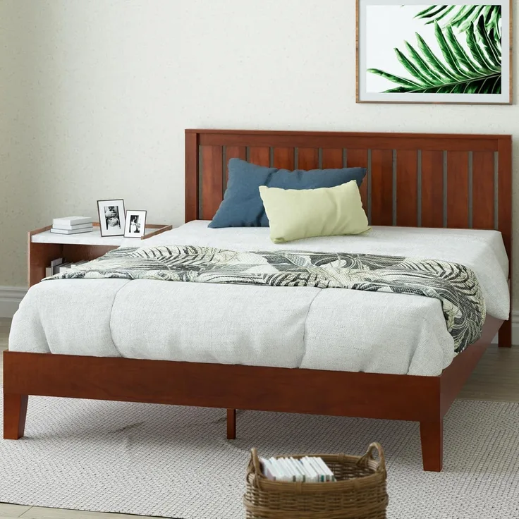 ZINUS Vivek 30 cm Deluxe-Plattformbettrahmen aus Holz mit Kopfteil | Holzlattenunterstützung | Für Erwachsene, Kinder, Jugendliche | Einfache Montage | 90x200 cm | Antik-Espresso