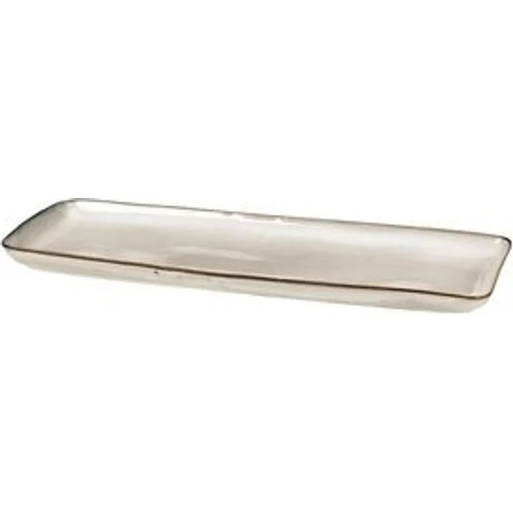 Broste Copenhagen Servierplatte NORDIC SAND Platte eckig 12,5 x 35 cm, Steinzeug, (Platten), Nordic Sand Quadratischer Teller – Bild 4