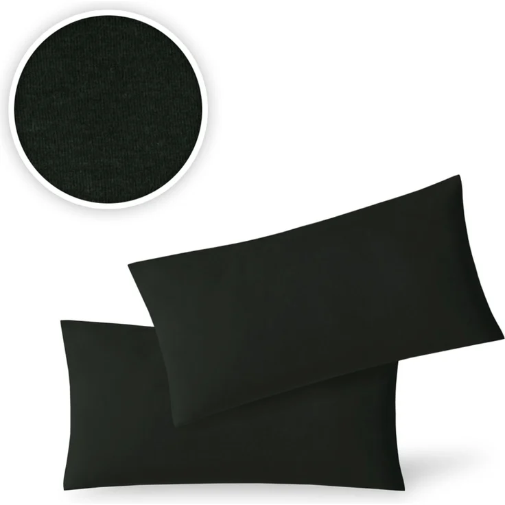 Jersey Kissenbezug, 2er Set, Baumwolle, Schwarz, 40x60 cm – Bild 2