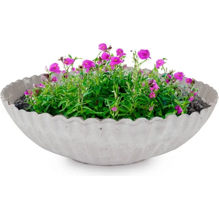matches21 HOME & HOBBY Blumentopf Dekoschale runde Pflanzschale für draussen grau marmoriert 22 cm (1 St), Blumen-Schale als wetterfeste Friedhof-Schale Grab-Schmuck Grabschale