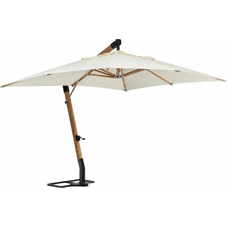 Ampelschirm Capua - Teakholz Natur, Polyester-Stoff Ecru, 3x3 m – Bild 1