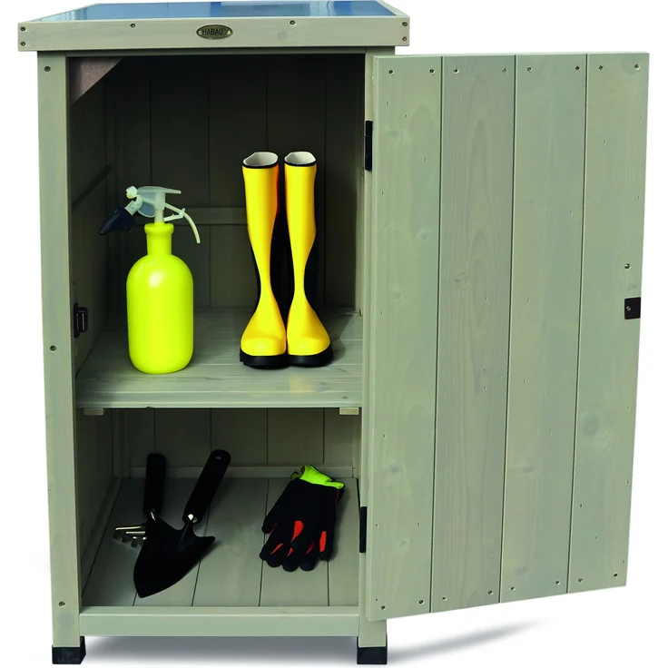 HABAU Gartenschrank "Kompakt" aus Holz, Grau, 45 x 45 x 91 cm – Bild 4