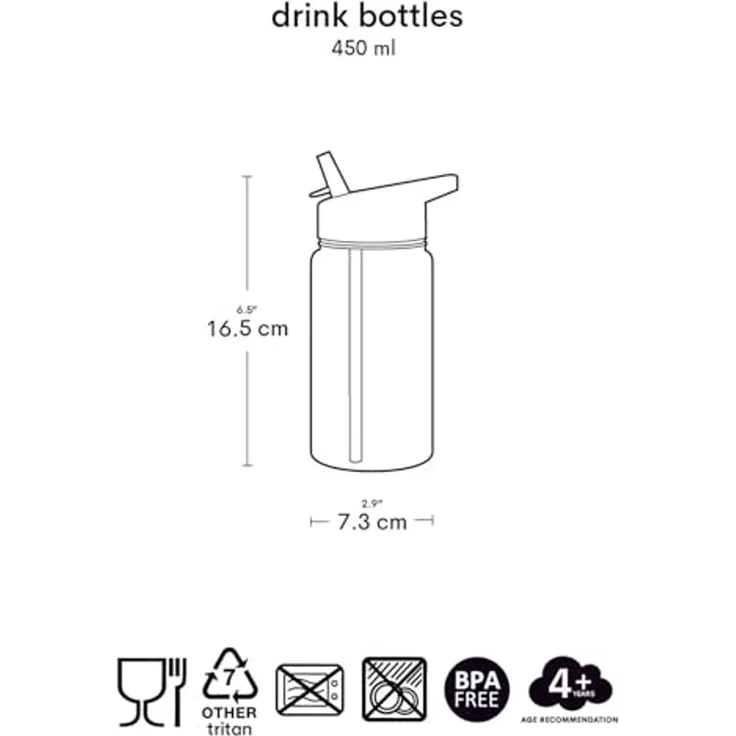 A Little Lovely Company Trinkflasche Trinkflasche 450ml mit Trinkhalm Wasserflasche Kinderflasche – Bild 6