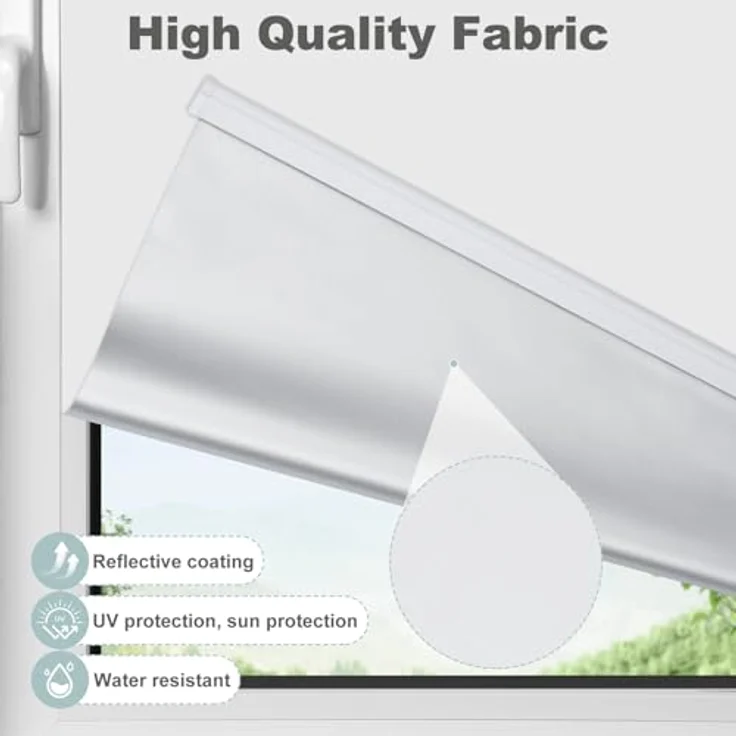 WOLTU Verdunkelungsrollo ohne Bohren, Klemmfix Thermorollo innen, Sicht- & Sonnenschutz Rollo, Schnurlos, Klemmrollo für Fenster & Türen, 70x150 cm, Weiß – Bild 2