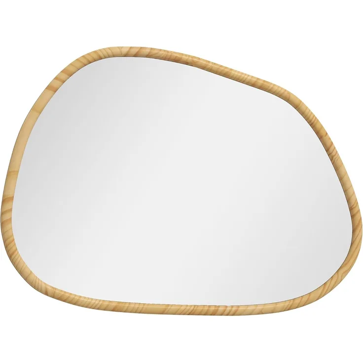 HOMCOM Wandspiegel Asymmetrisch, 70 x 50 cm Badezimmerspiegel mit Holzrahmen (Badezimmerspiegel, 1-St, Dekospiegel), für Bad, Wohnzimmer, Flur, Schlafzimmer, Natur