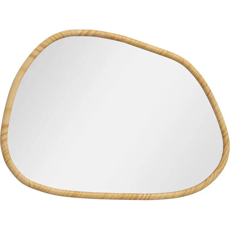 HOMCOM Wandspiegel Asymmetrisch, 70 x 50 cm Badezimmerspiegel mit Holzrahmen (Badezimmerspiegel, 1-St, Dekospiegel), für Bad, Wohnzimmer, Flur, Schlafzimmer, Natur – Bild 1