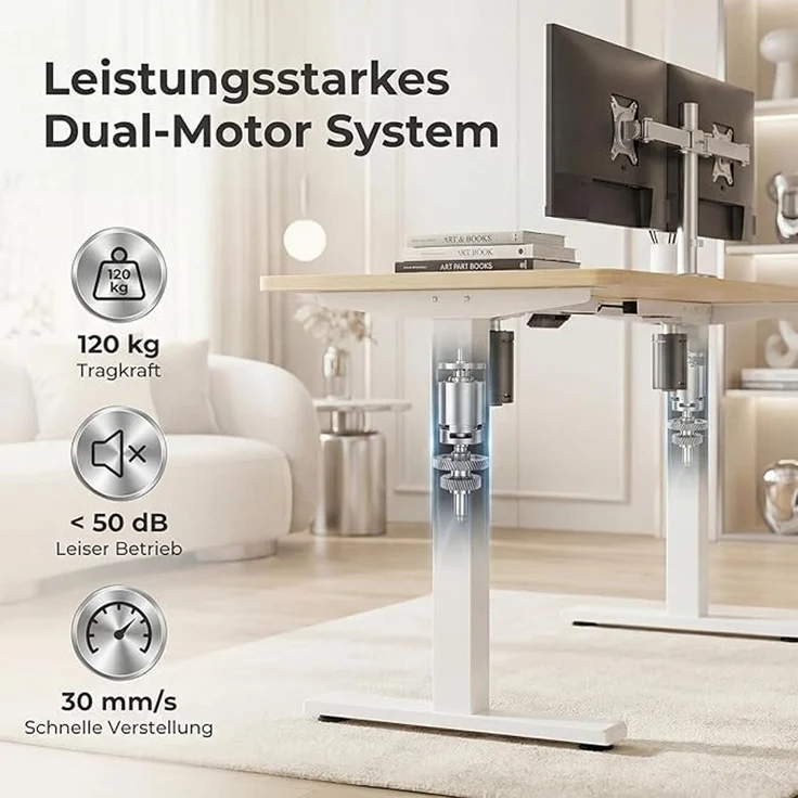 Devoko Höhenverstellbarer Schreibtisch 180x80 cm elektrisch, Höhenverstellung 71-121 cm mit Smart Control, 120 kg Tragkraft, für gesundes Arbeiten – Bild 3