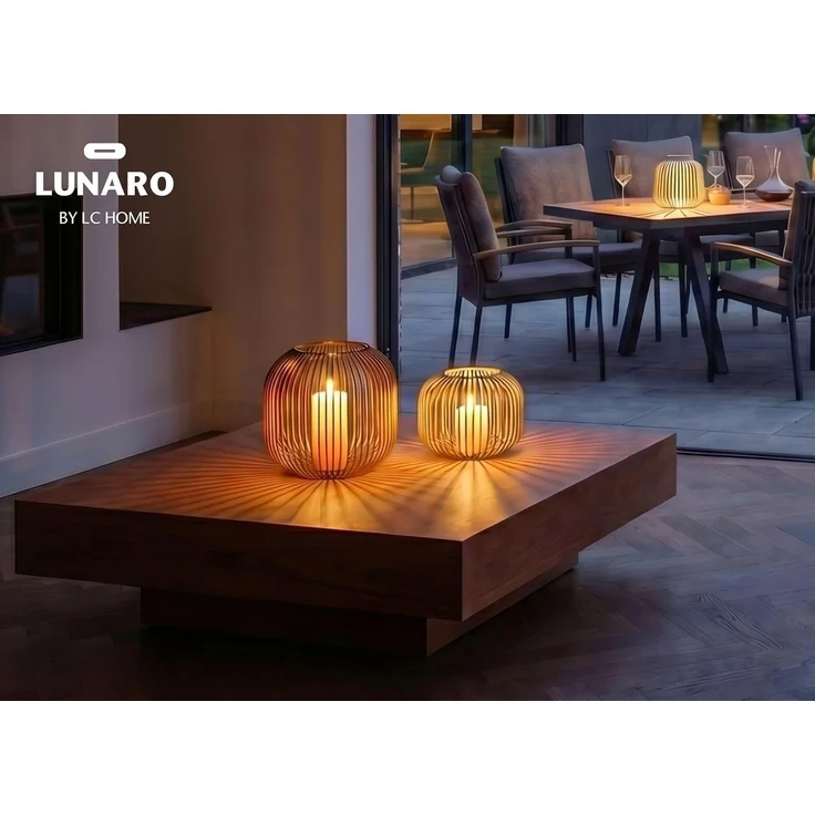 LC Home Lunaro S Windlichtkorb Metall grün – Dekolaterne, Teelichthalter & Kerzenhalter –14x10x10cm – Bild 2