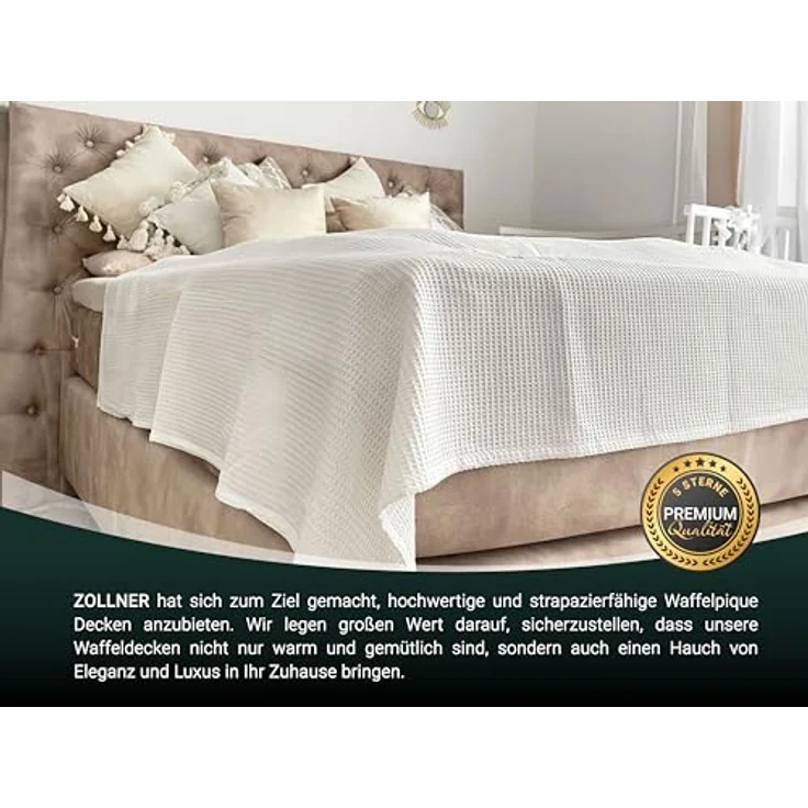 Zollner Kuscheldecke, Weiß, 150x200 cm, Oeko-Tex® Standard 100, 100% Baumwolle, waschbar bis 60°C – Bild 6