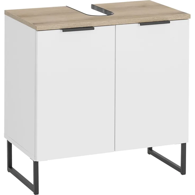 Waschbeckenunterschrank >Denver< 2 Türen, weiß matt / Evoke Eiche dekor - 60x60x35cm (BxHxT)