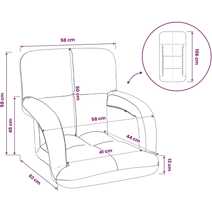 vidaXL Verstellbarer Fußsessel Dunkelgrau 58 x 62 x 58 cm Stoff 42028126 – Bild 11