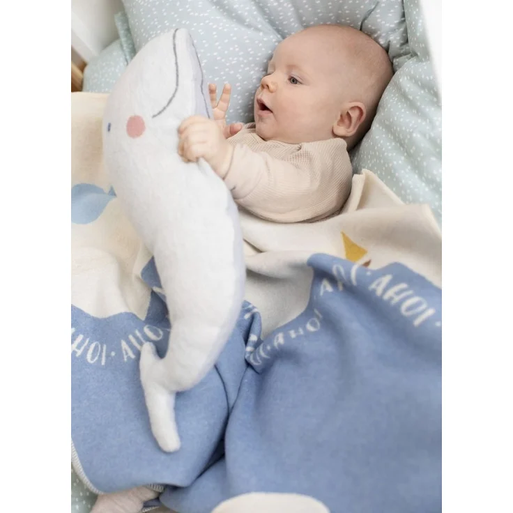 FUSSENEGGER Babydecke Wal mittelblau 70/90cm – Bild 2