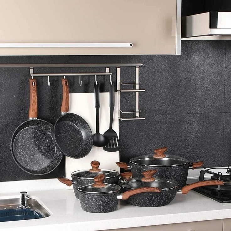 Kitchen Academy Induktion Töpfe Set 12-teilig Schwarze Granit Antihaft Topfset – Bild 7