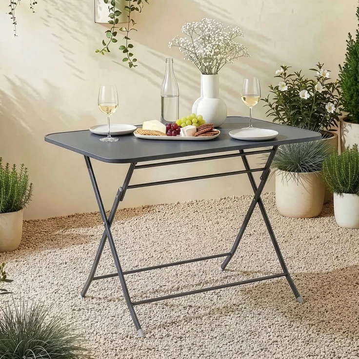 Klapptisch Sande Stahl 110x70x71 cm Schwarz [en. casa] – Bild 1