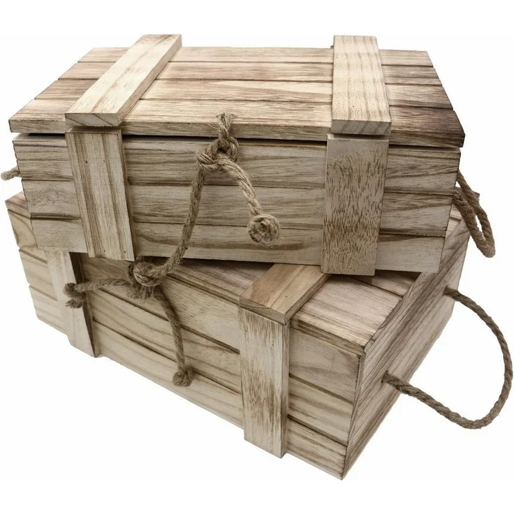 UNUS HOME Dekokiste Holz-Kisten mit Deckel 2er Set (2 St, 2er Set Groß: 36x14,5x24cm, Klein: 30x10x18,5cm (BxHxT) – Bild 5