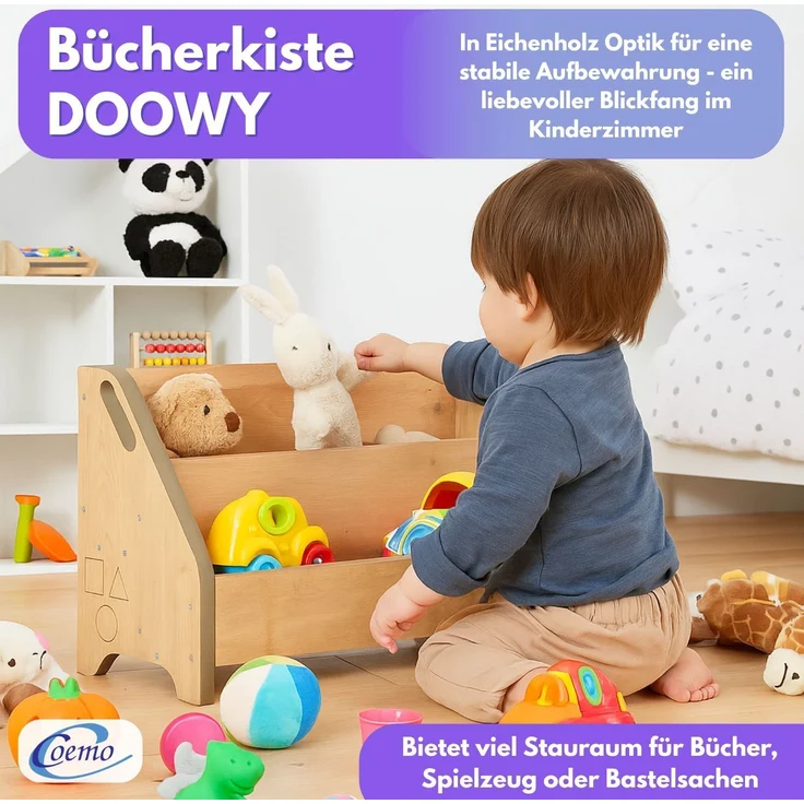 Mein-Regal Bücherbox DOOWY Bücherregal Aufbewahrungsbox MDF Eiche natur 60x24x33 cm – Bild 2
