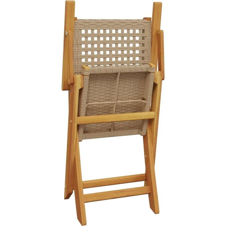 vidaXL Gartenstühle 4 Stk. Klappbar Beige Poly Rattan & Massivholz 3214562 – Bild 6
