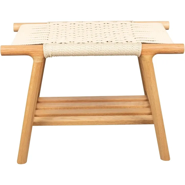 Sitzbank Hocker Kintaro aus Eiche | Japandi-Design mit Seilgeflecht