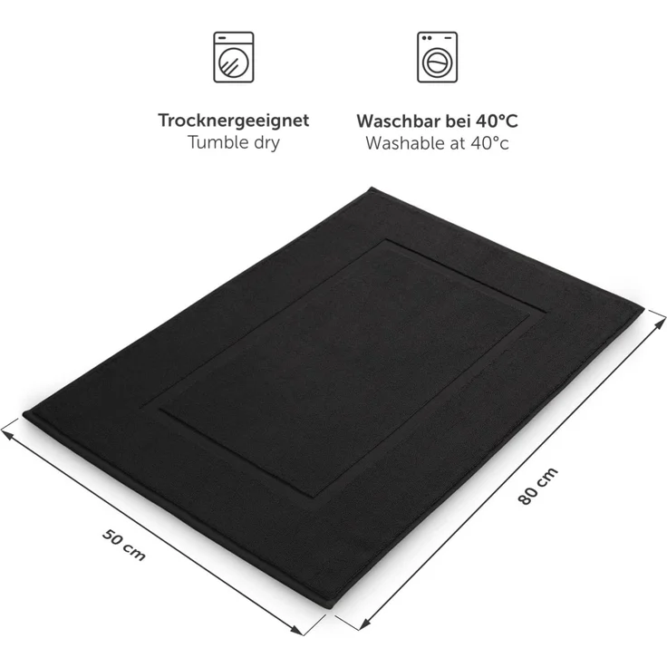 Blumtal Badematte Premium Frottier, schnell trocknend, strapazierfähig, Baumwolle, Rechteckig, 2. St, waschbarer Badvorleger 50x80cm, saugstark & weich – Bild 2