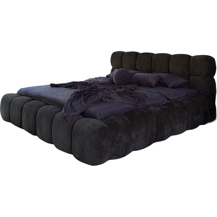 Compleo Polsterbett Cloud Bett, Bett mit gepolstertem Kopfteil ELVA (Chenille-Stoff), Schlafzimmer Bett modern, Doppelbett gepolstert, Wolkenbett – Bild 2