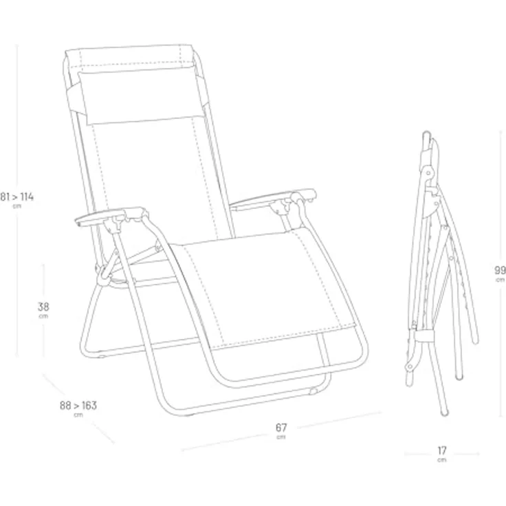 Lafuma Mobilier Relax-Sessel, klappbar und verstellbar, R-Clip, Batyline, Farbe: Sky, LFM4020_9711, 88 x 67 x 114 cm Relaxsessel, Polyurethan, Himmel, Einheitsgröße – Bild 3