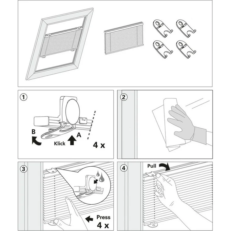 GARDINIA Solo Dachfenster-Plissee ohne Bohren, Mit Saugnäpfen, Blickdichtes Falt-Rollo, Inkl. aller Montage-Teile, Weiß, 95,3x122 cm – Bild 3