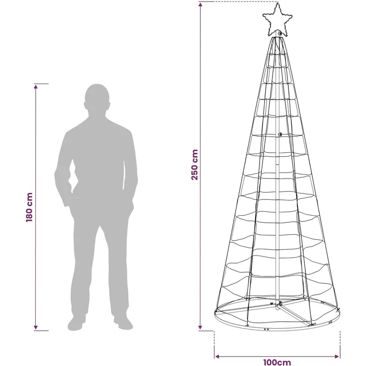 vidaXL LED-Weihnachtsbaum EKENAS 250 cm 300 LEDs RGB Stahl RGB 42050822 – Bild 6