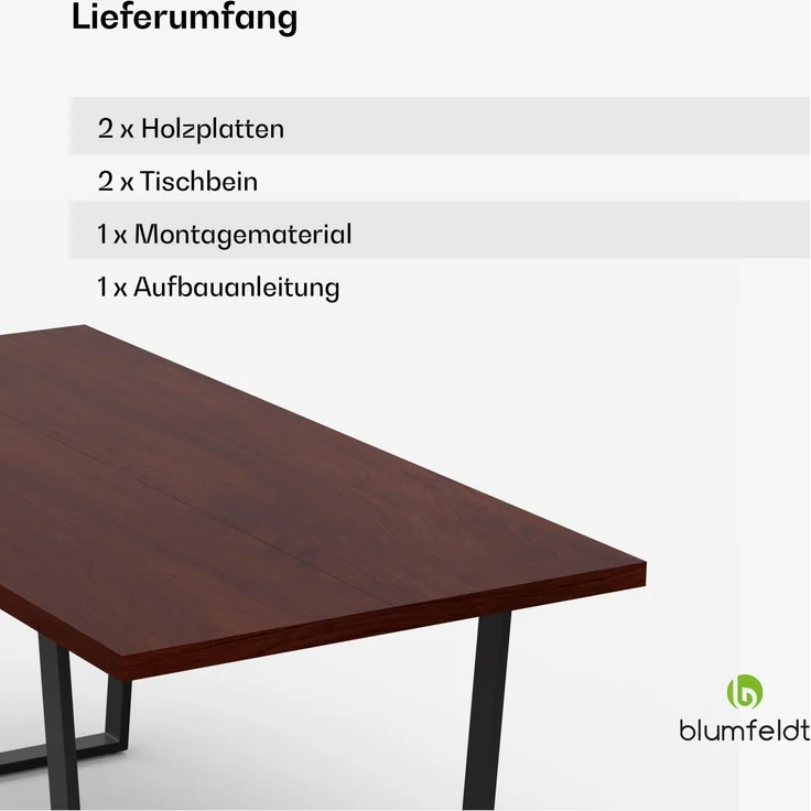 Blumfeldt Bearsdon Esstisch – Farbe Walnuss MDF-Tischplatte 180x90 cm, Schwarze Tischbeine aus Metall, Industrieller Loft-Stil, Hitze- und Kratzfest, Perfekt für Esszimmer und Küche – Bild 12