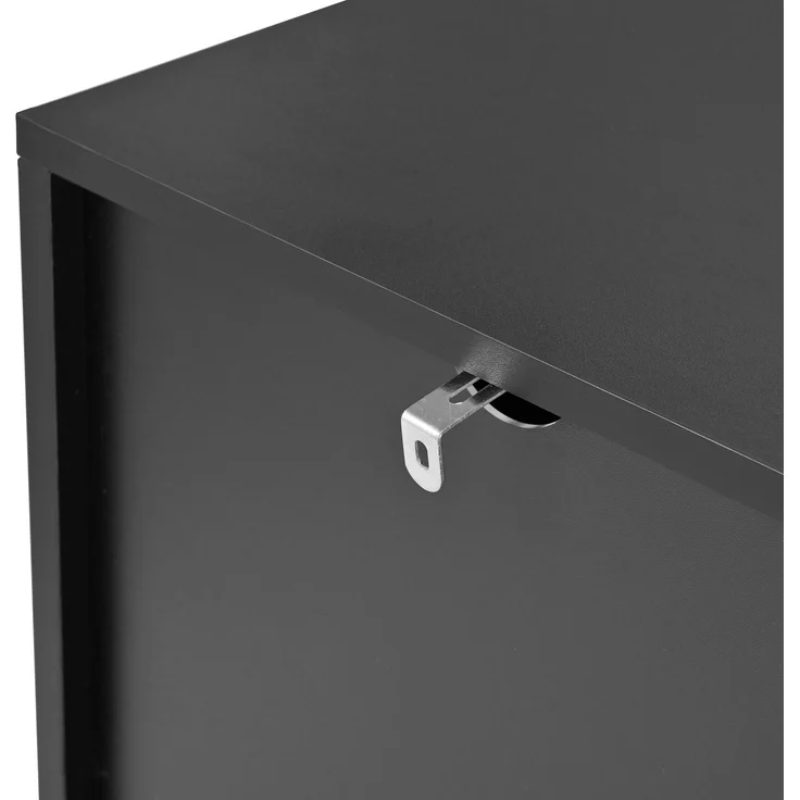 Merax Sideboard mit vier Türen, Metallfüßen, TV-Schrank, Kleiderschrank, geradliniges Design mit Metalllinien-Dekor, Schwarz+Golden – Bild 5