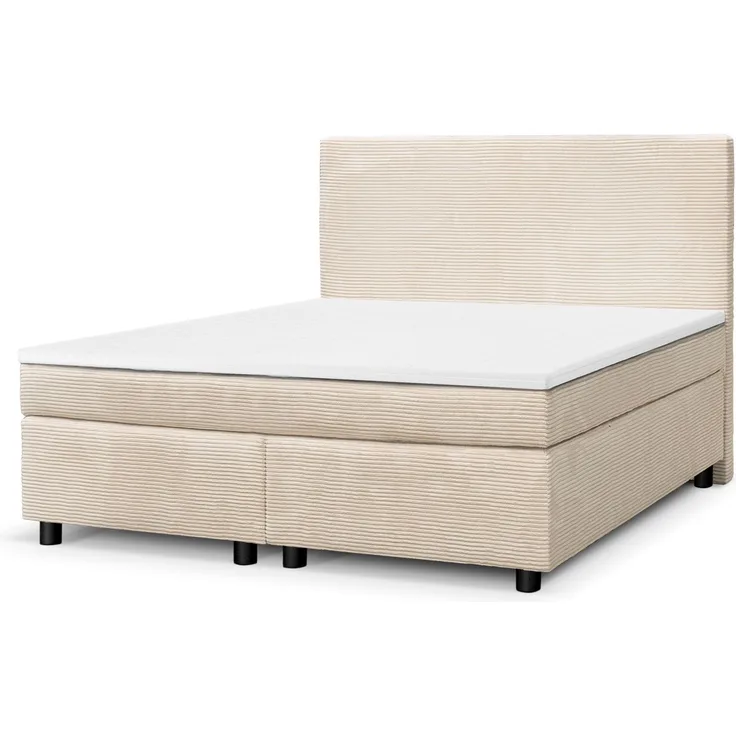 Boxspringbett Paxos Cordstoff Beige 140x200 Hotelbett Bonellfederkern Bett