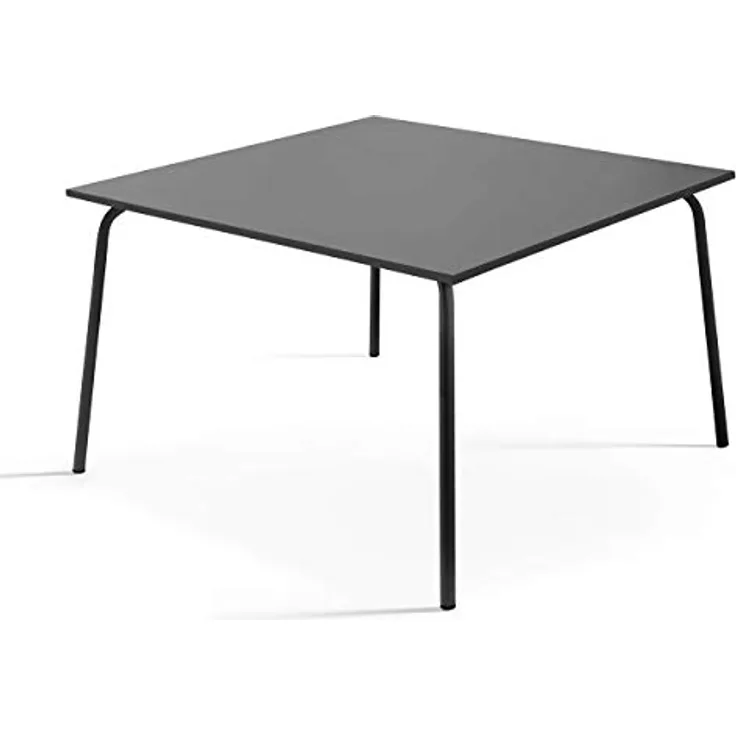 Oviala Palavas Gartentisch, quadratisch, 120x120 cm, grau, wetterfestes Metall, ideal für 8 Personen