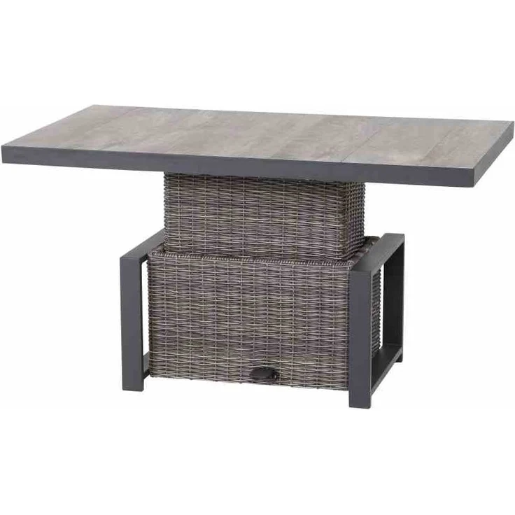 Corido Lifttisch 130cm x 75cm x 47/71cm Gestell Aluminium matt-anthrazit, Fläche Gardino®-Geflecht charcoal grey, Tischplatte Keramik grey – Bild 2