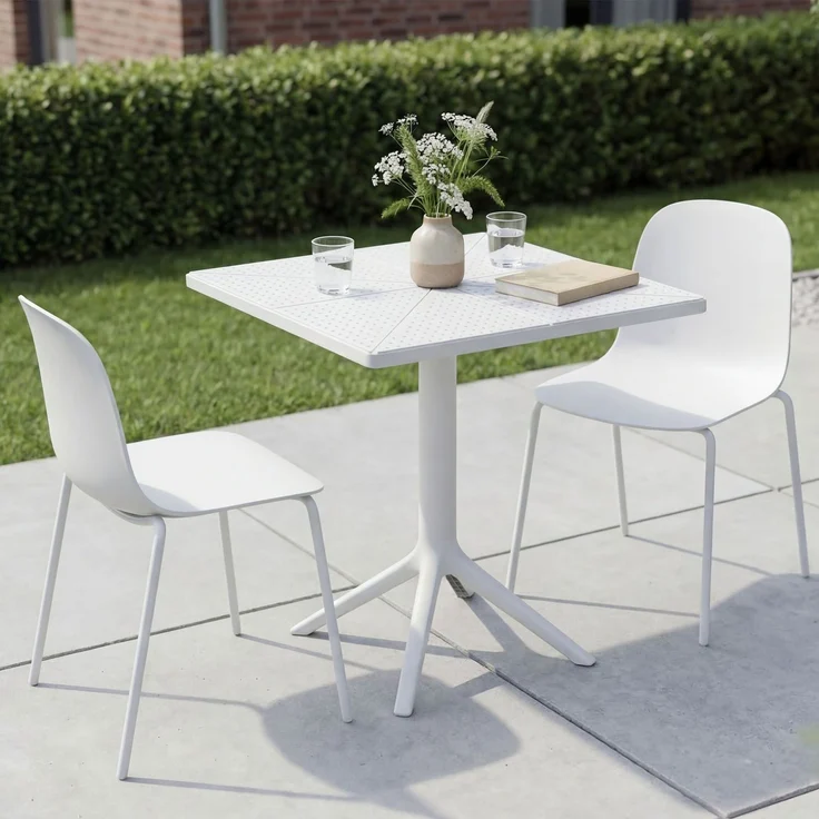 Gartenmöbel-Set IDA mit 2 Stühlen - 166x60x85cm, Kunststoff, Weiß | Balkonset Gartenset Tisch mit Stühlen Bistroset Outdoor – Bild 3