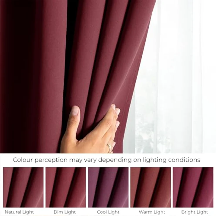 RESTILO Blackout Vorhang 140x270 cm weinrot 1 St. Kräuselband Verdunkelungsvorhang Blickdicht Fensterdekoration Dekoschal Dekorvorhang Blackout – Bild 6