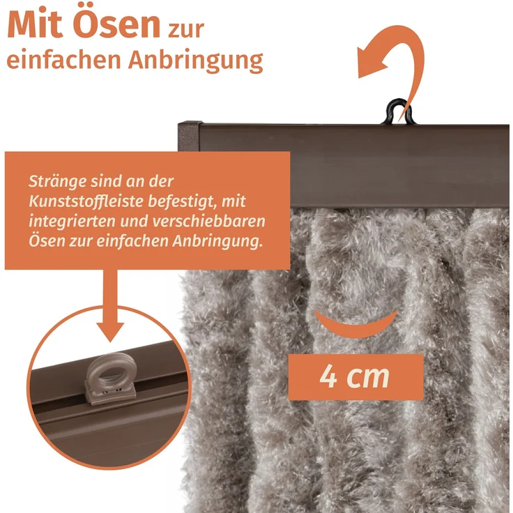 Moritz Flauschvorhang aus Chenille 90 x 200 cm turtle Türvorhang als Fliegenschutz Insektenschutz für Camping Wohnwagen – Bild 4